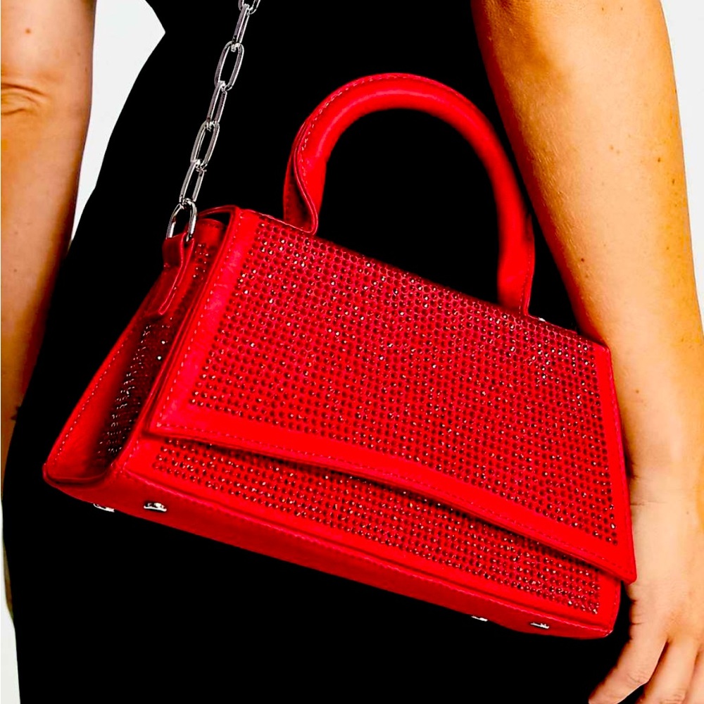 Topshop camille structured bag in red